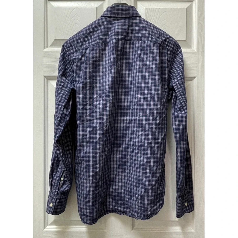 J.Crew‎ Men's Medium Windowpane Plaid Button Down Shirt Preppy Cotton Blue & Red